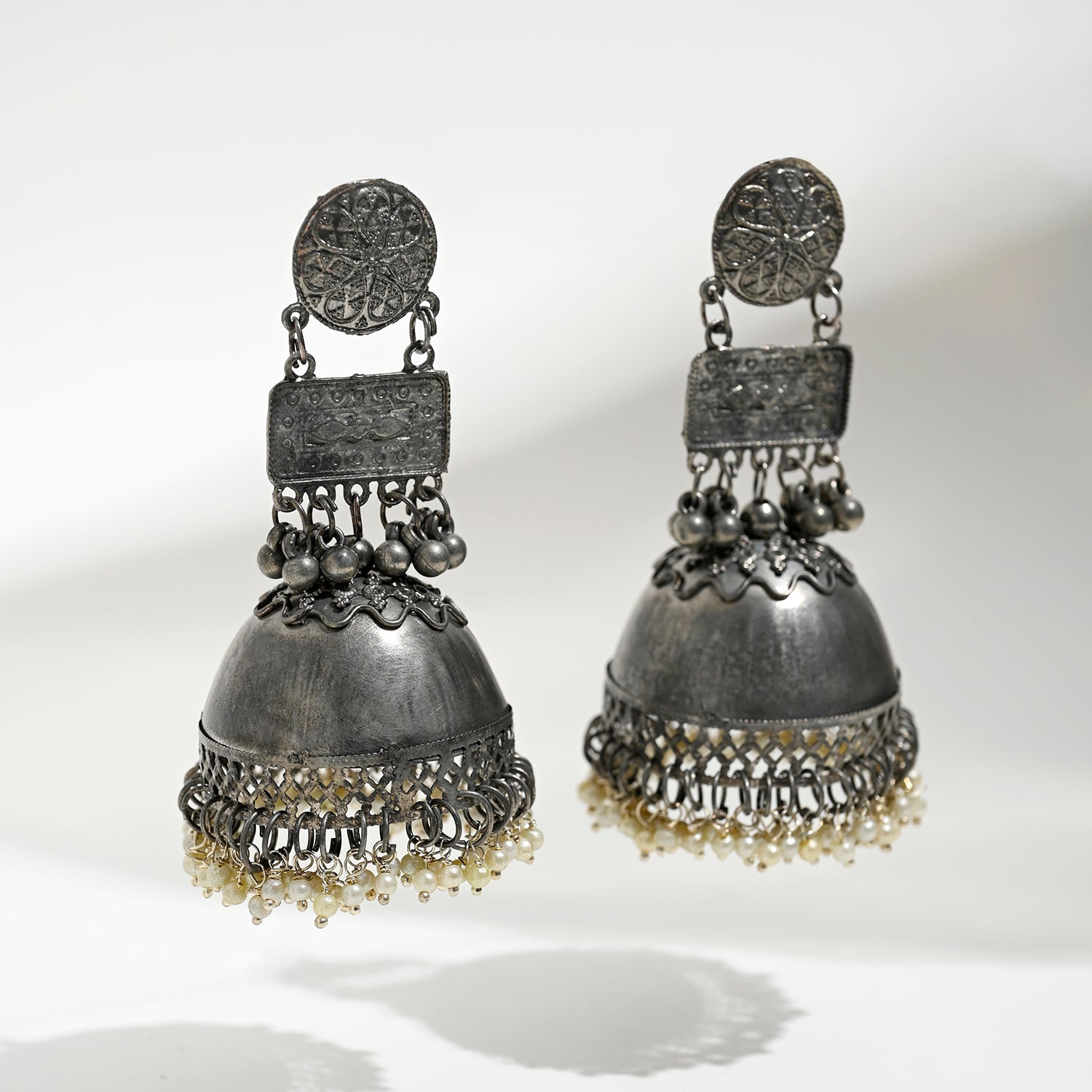 Oxidised Silver multicolored beads Jhumki Earring – Onezeros.in